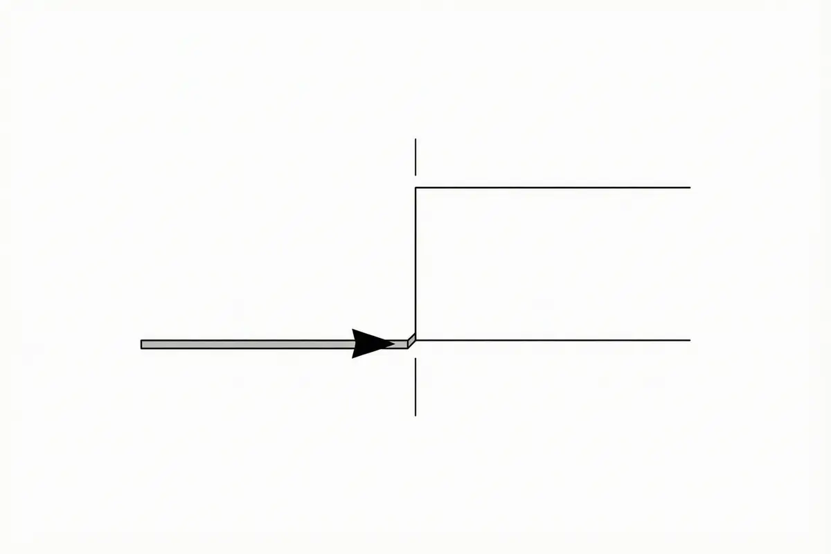 Section view of a microcement floor meeting a skirting board, showing the thin coat running up to the board and the sealed junction